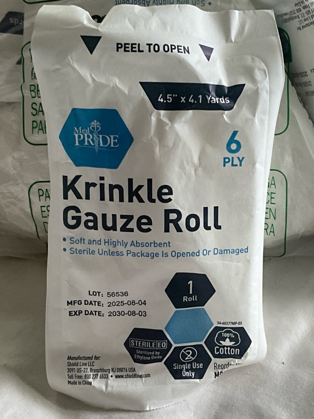 Med Pride Krinkle Gauze Roll 12 Pack
